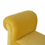 Solid Wood Mini Mustard Velvet Bench