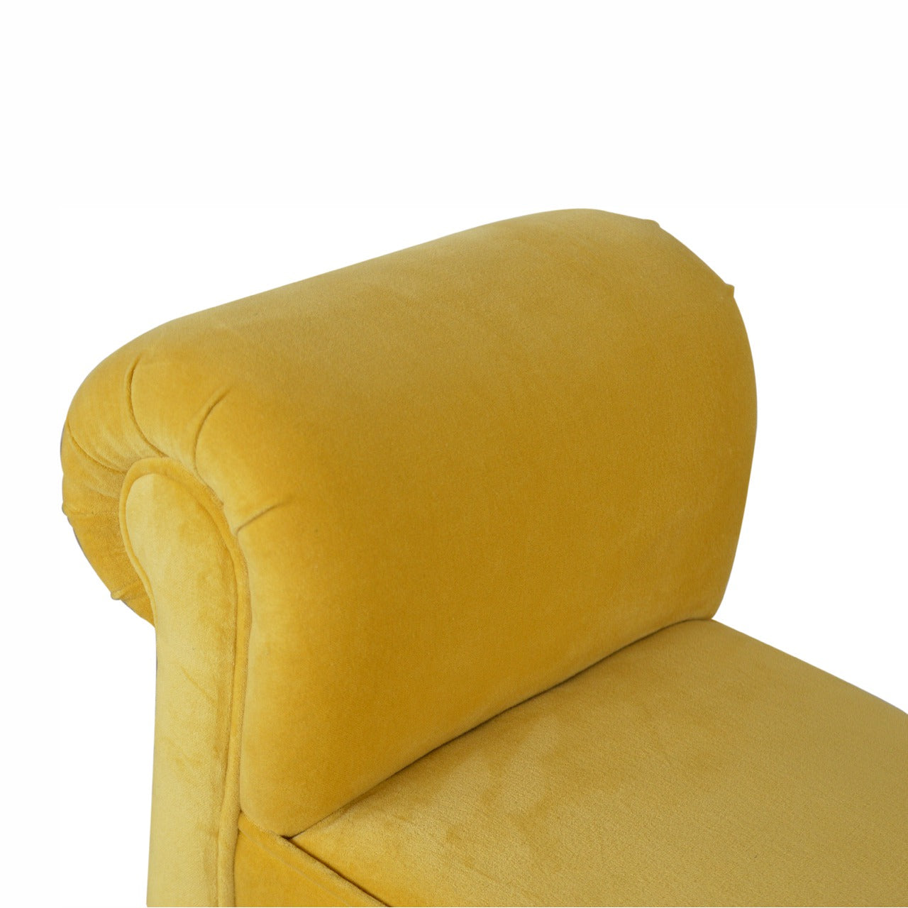 Solid Wood Mini Mustard Velvet Bench