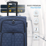 Medium 26" Lightweight 4 Wheel 800d Soft Case Quilted Suitcases Set Of 3 Anti Crack - Cabin & Hold Luggage 100+ Airlines Approved | Medium | Navy Blue