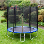 Acrobat Round Outdoor Trampoline With Blue Padding, Safety Enclosure And Ladder | 8ft | Blue