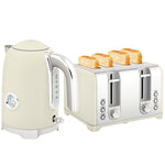 3000w 1.7l Kettle With Retro Thermometer, 4 Slice Toaster Set | Grey