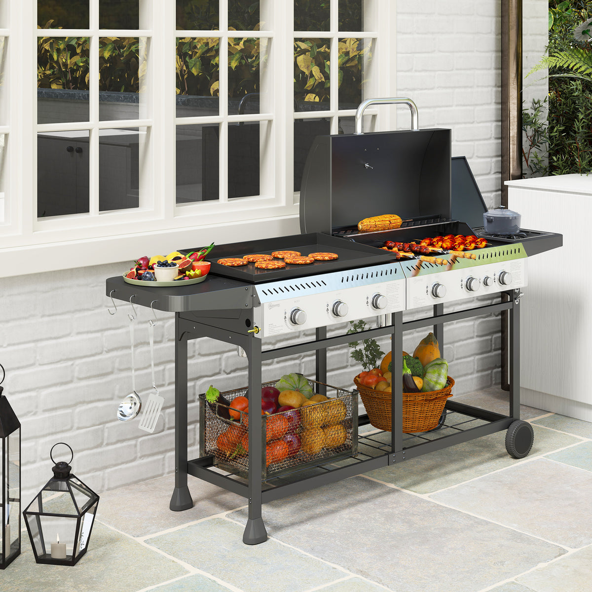 2-in-1 Gas & Plancha Grill, 6 Burners