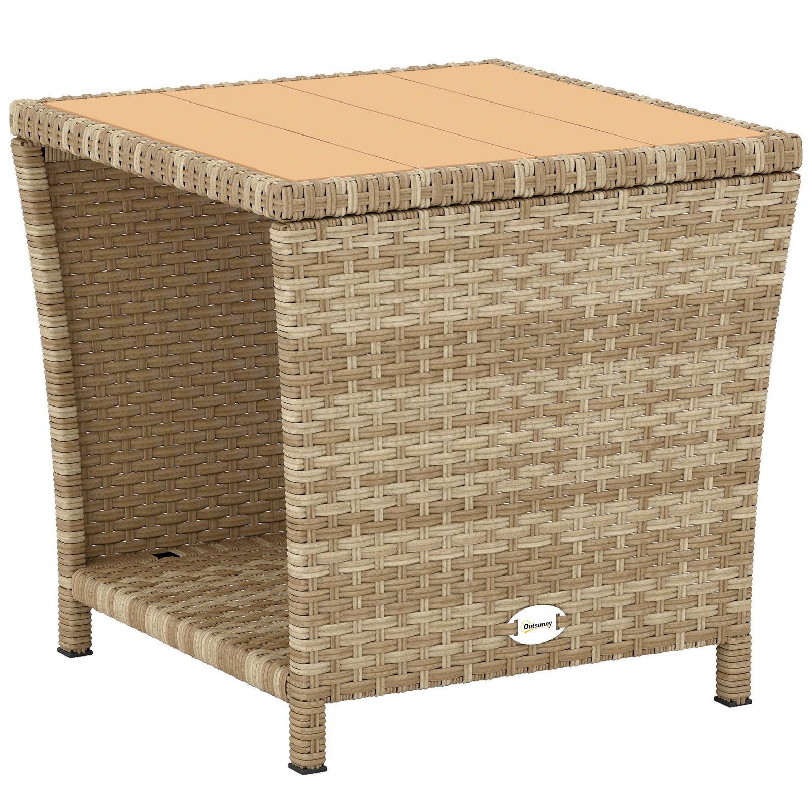 Side Table 2-tier With Storage Shelf | Khaki