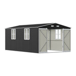 10x16ft Large Metal Storage Shed With Lockable Double Doors, 4 Windows, 4 Vents – Spacious Outdoor Tool Shed