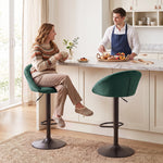 Bar Stools Set Of 2 Velvet Adjustable Swivel | Dark Green
