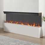 60 Inch 3-sided Electric Fireplace Recessed & Freestanding Heater With Adjustable Flame, Remote Control, Timer & 12 Flame Colors
