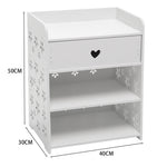 Hollow Carved Flower Pattern Side Table Nightstand With Drawer For Bedroom
