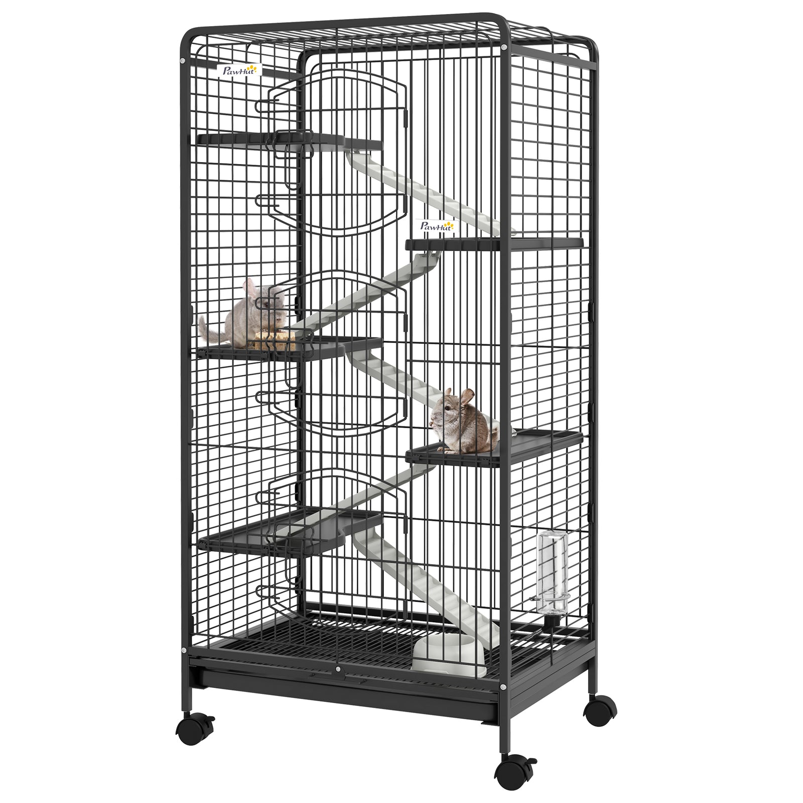 6 Levels Small Animal Cage W. Ramps, Bowl, Water Bottle, Tray, Wheels
