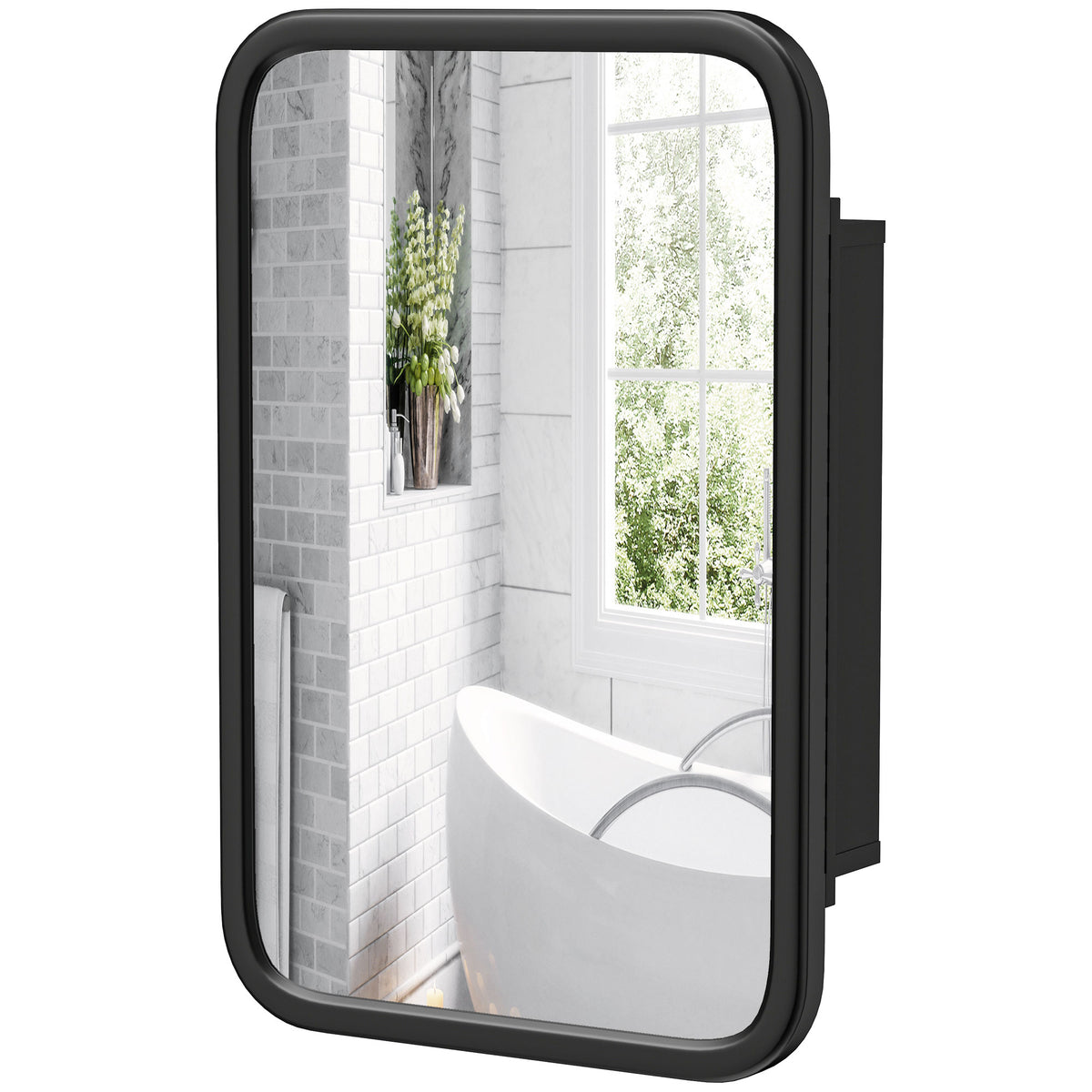 HOMCOM Bathroom Wall Cabinet With Mirror Black