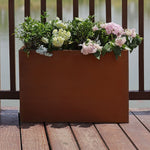 Long Corten Steel Long Tall Trough Metal Planter - Pre Rusted | 80cm x 25cm x 60cm | Brown