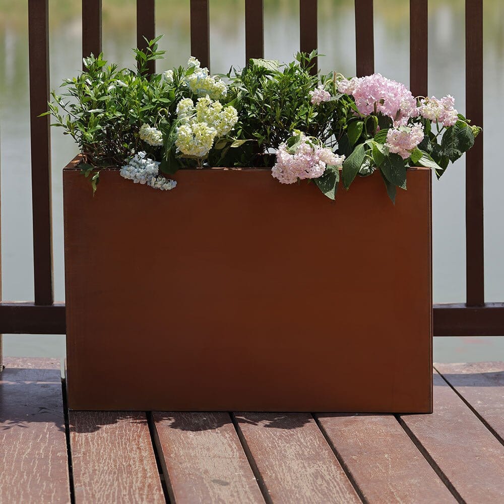 Long Corten Steel Long Tall Trough Metal Planter - Pre Rusted | 80cm x 25cm x 60cm | Brown