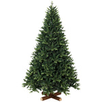 HOMCOM 7ft Artificial Christmas Tree, Solid Fir Wood Stand, Green