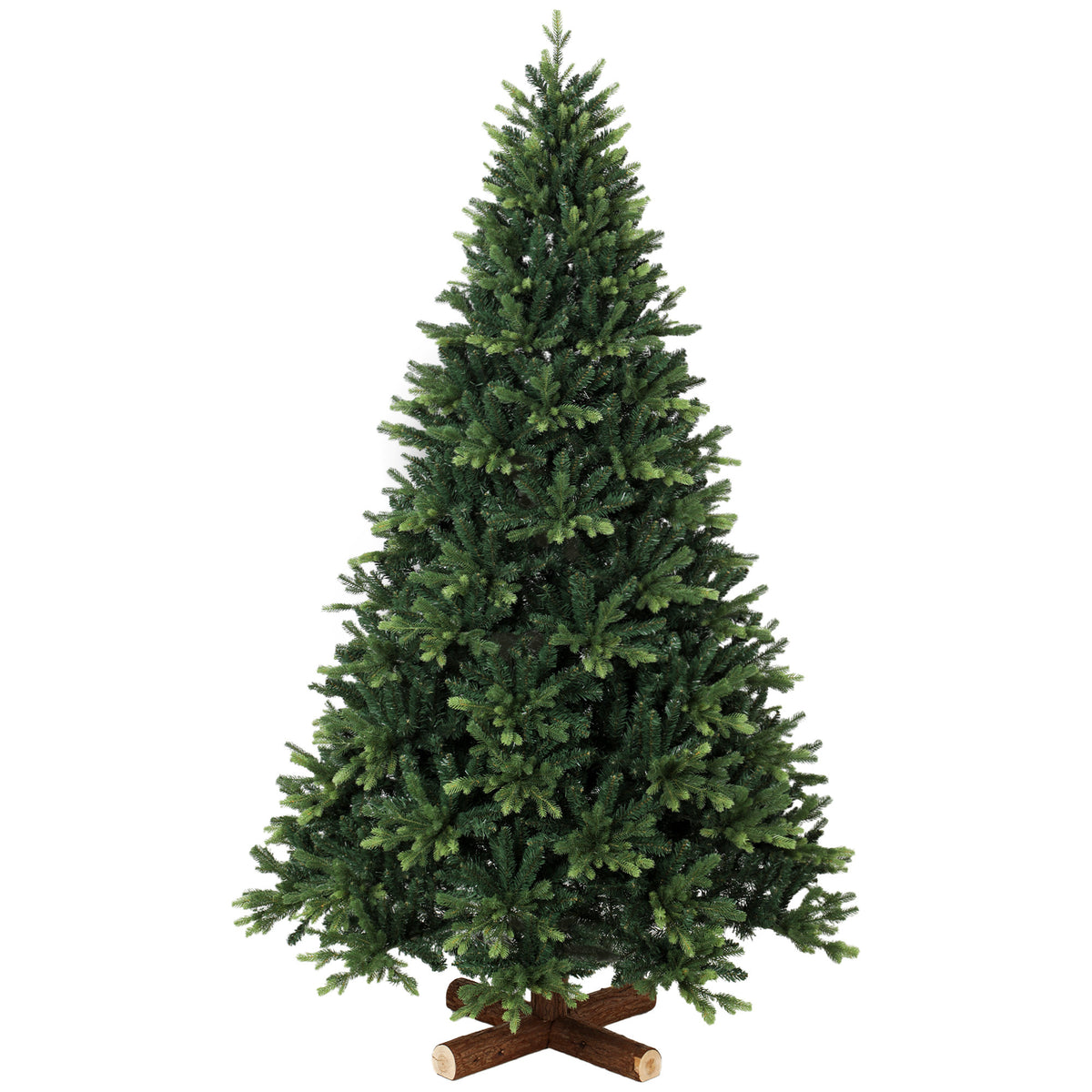 HOMCOM 7ft Artificial Christmas Tree, Solid Fir Wood Stand, Green