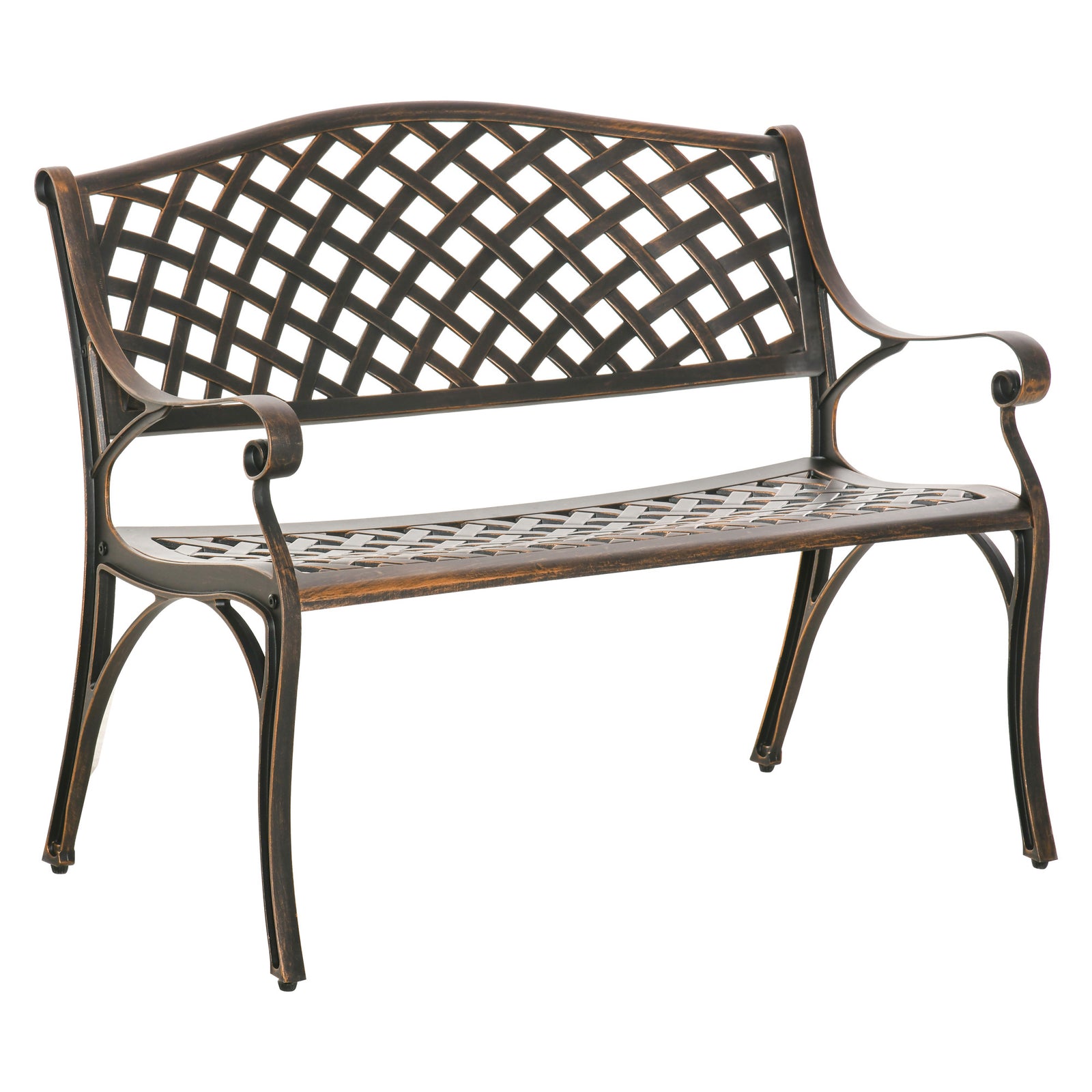 Cast Aluminium Garden Bench 2 Seater Antique Park Loveseat | Bronze