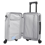 20 Inch Front Opening Suitcase With Tsa Lock And Usb Charging Port | Silver