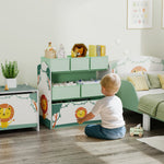 3-tier Kids Storage Shelf With 6 Removable Fabric Boxes | Green