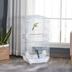 92cm Large Bird Cage With Perches, Food Bowls, Swing | White