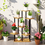 7 Tier Plant Stand, Tall Steel Wood Plant Shelf
