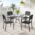 Outsunny Garden Chairs Set Of 4, Garden Dining Chairs, Hdpe Seat, Black