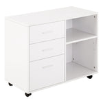 Freestanding Storage Cabinet W/ 3 Drawers 2 Shelves 4 Wheels | One Size | White