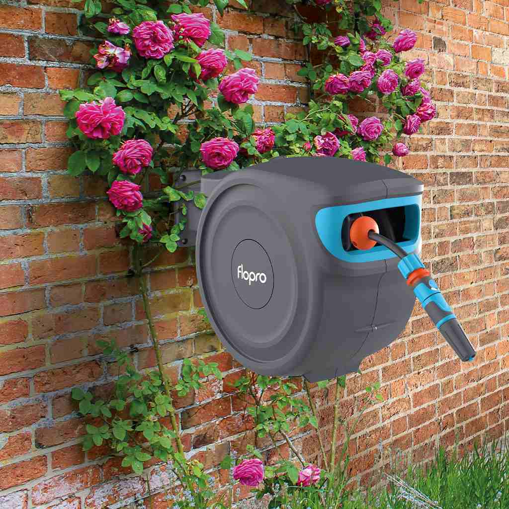 Auto Rewind Hose Reel 20m Kink-free With 180° Swivel Wall Mount | Grey