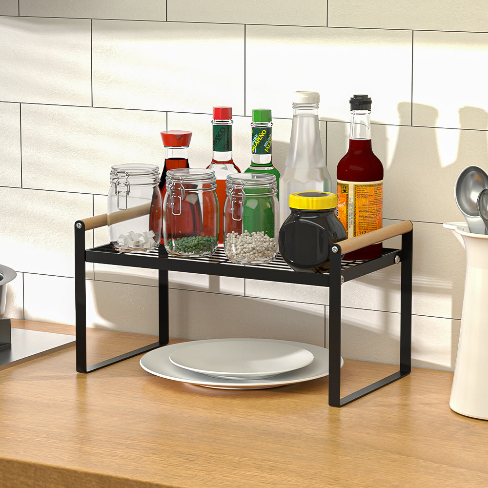 Free Standing Kitchen Spice Herb Rack Holder Cupboard Organiser | Small | Black
