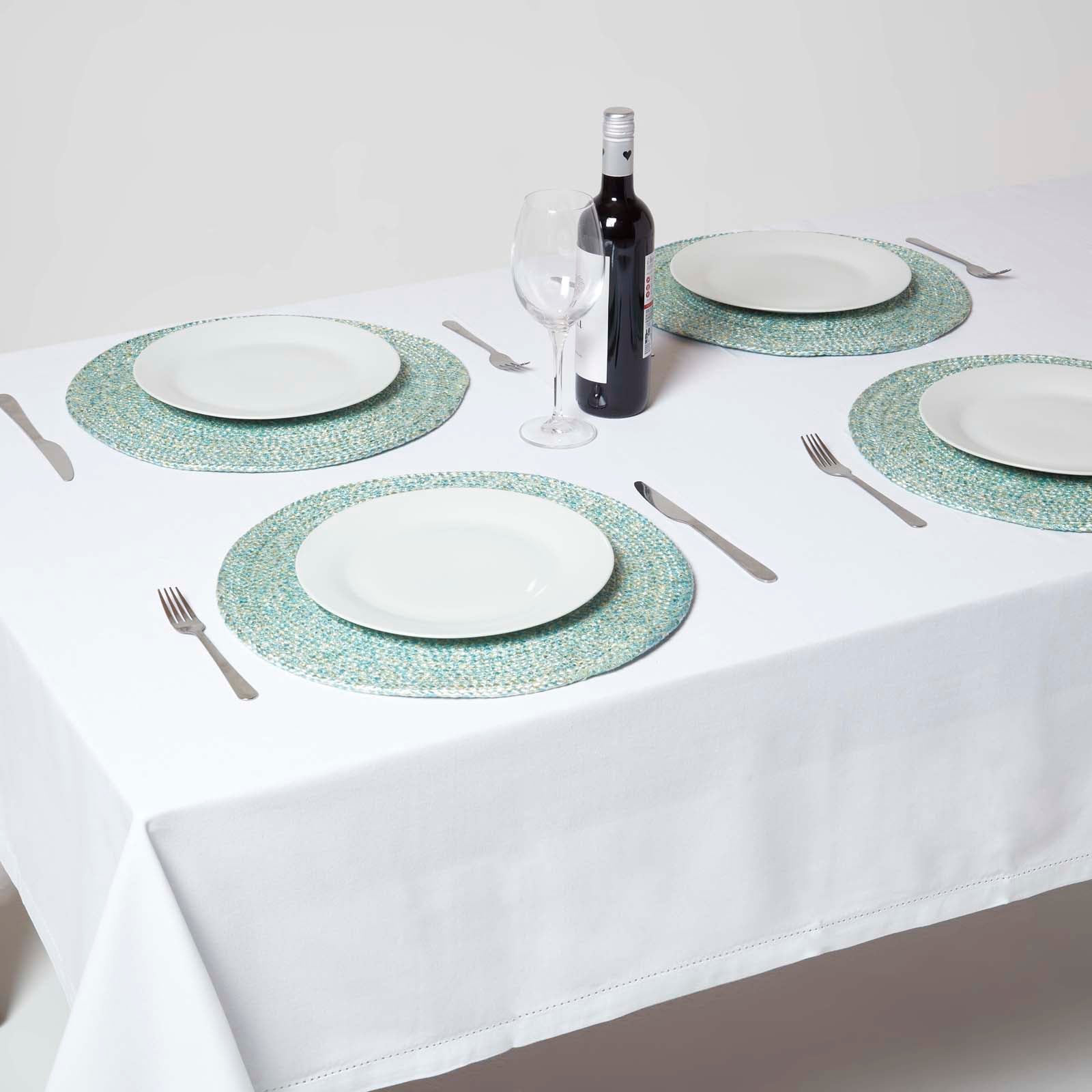 Handwoven Round Placemats Set Of 4 | 40cm | Green