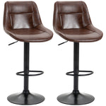 Modern Swivel Bar Stools Adjustable Pu Brown