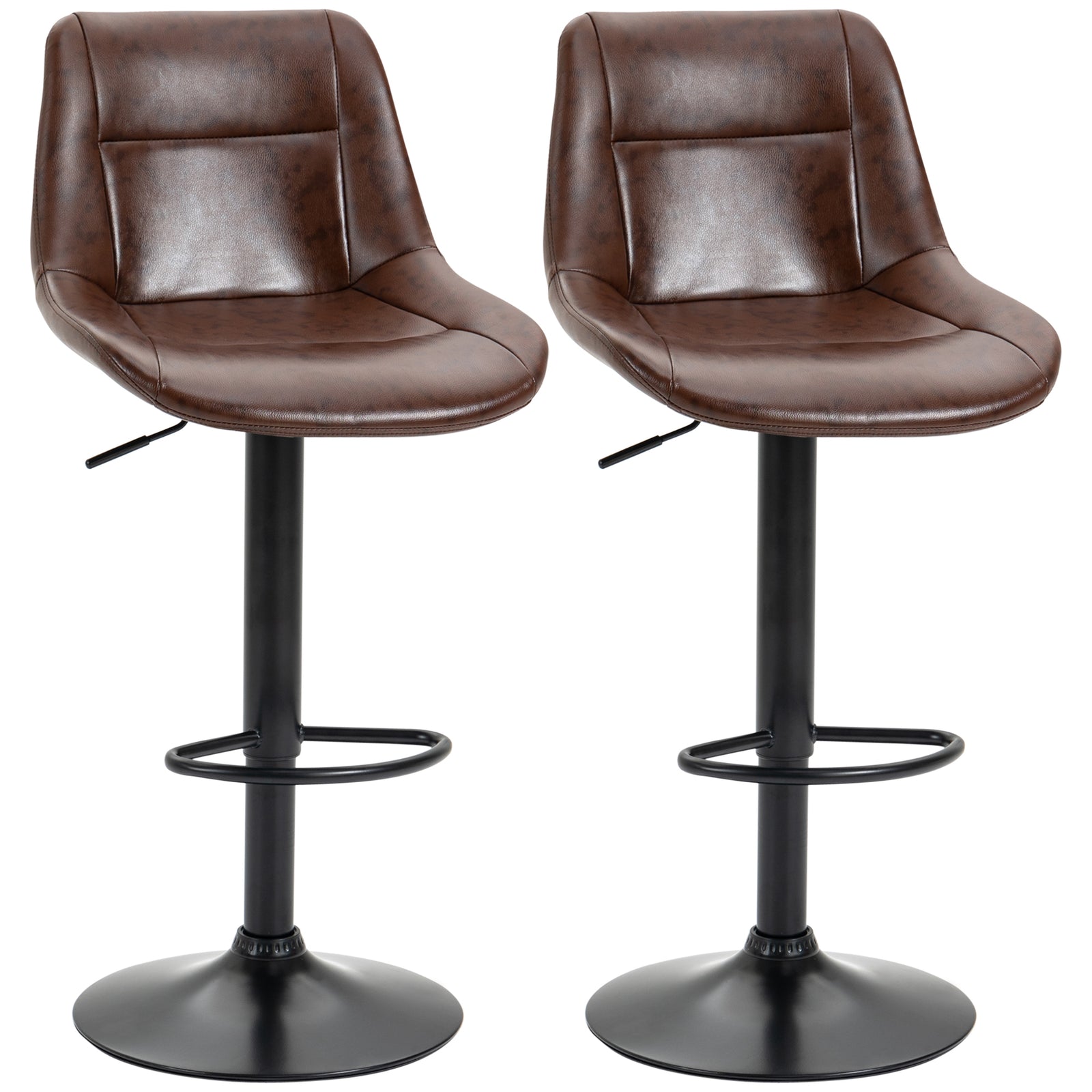 Modern Swivel Bar Stools Adjustable Pu Brown
