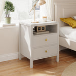 Bedside Tables With Charging Station & Drawers | Set of 2 | White