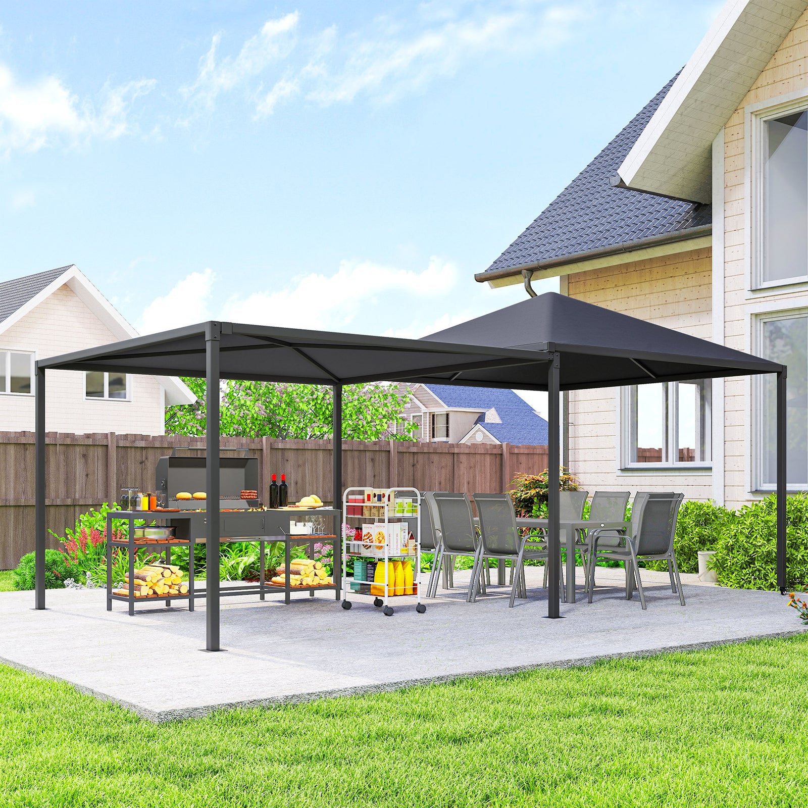 3x3 Or 3x6m Garden Gazebo With Extendable Awning