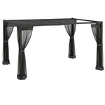 Retractable Pergola Canopy With Netting, Metal Frame | Large | Dark Gray