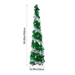 5ft Decorative Pop-up Artificial Tinsel Christmas Trees,green & White