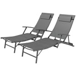 Set Of 2 Garden Sun Loungers, Folding Chaise Lounge Chairs