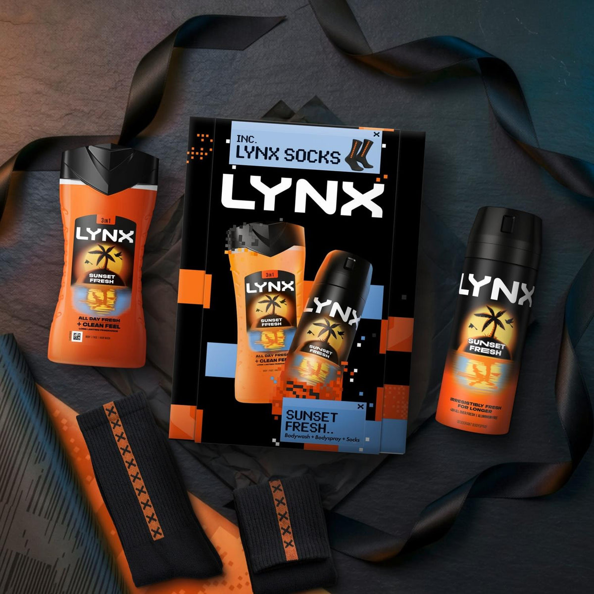 Sunset Fresh Duo & Socks Gift Set: Wash, Spray, Socks | Set of 3