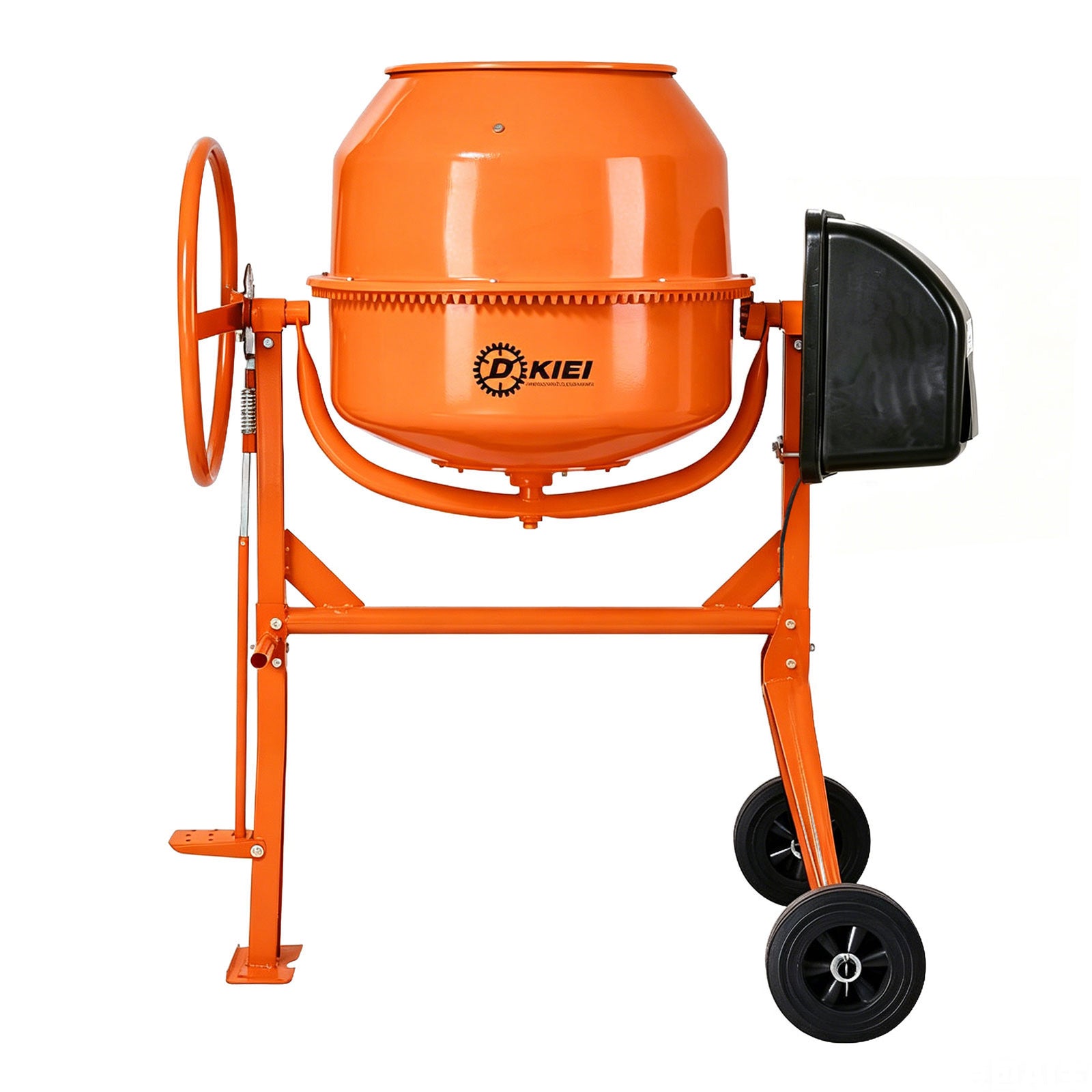 Electric Portable Cement Concrete Mixer With Wheels | 100l | Orange