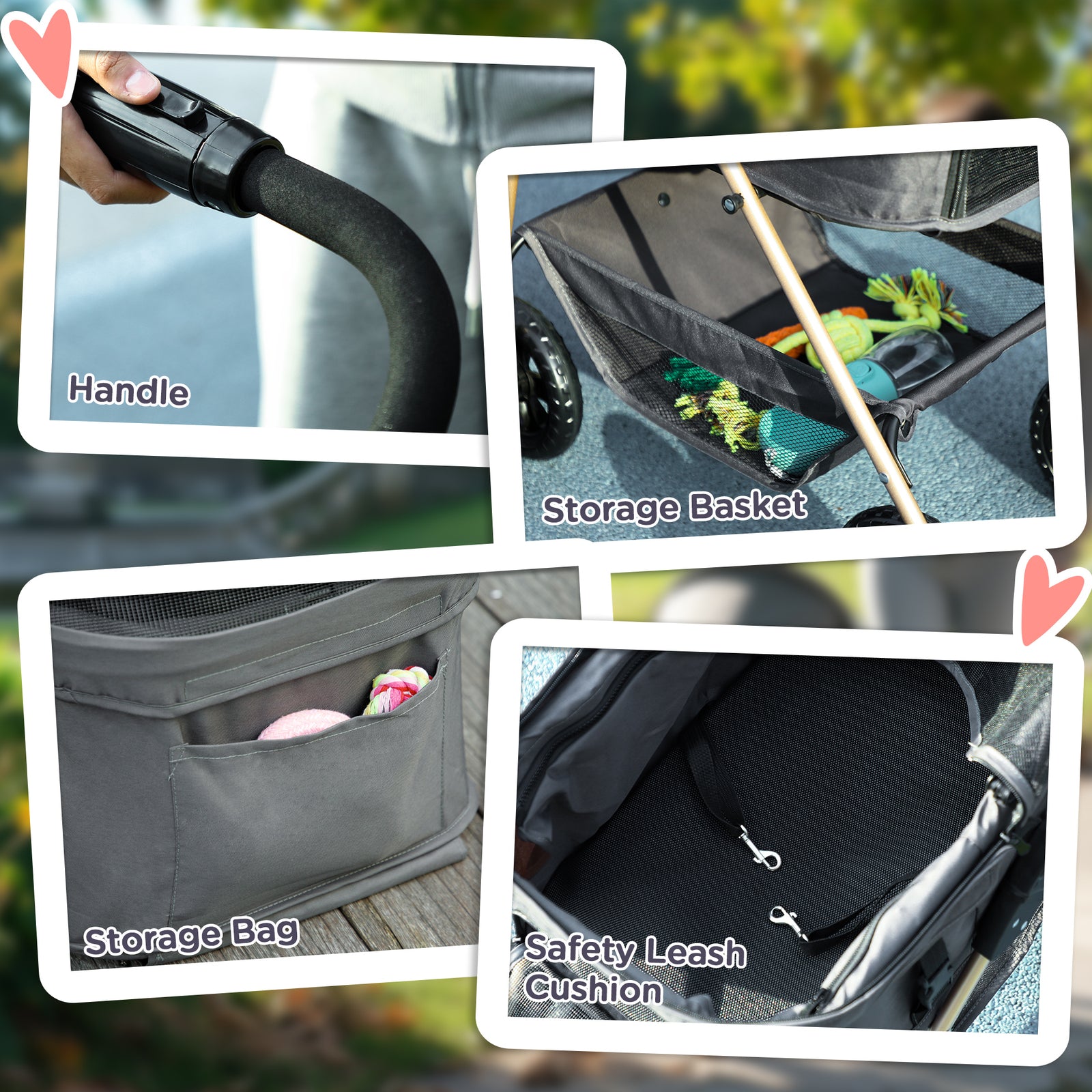 3 In 1 Pet Stroller With Detachable Carrier For Mini Dogs | Gray