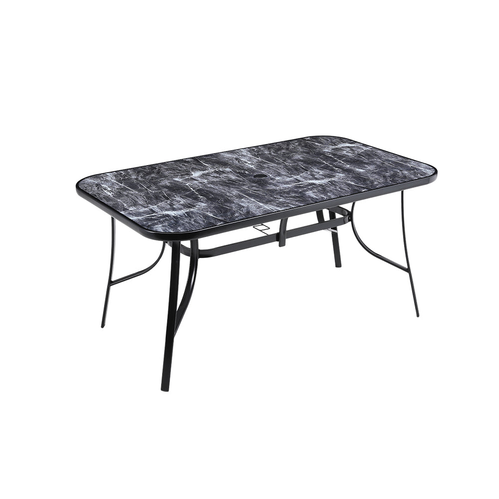 Rectangular Garden Tempered Glass Marble Coffee Table - 120w X 80d X 72h Cm