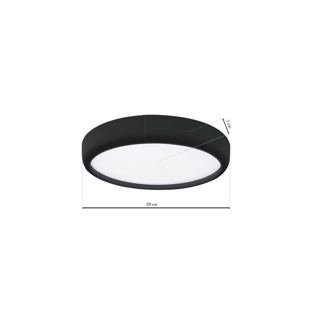 Gea Black Led Ceiling Lamp A Stylish Contemporary 39cm 36w Light With Remote Control And Low Energy Light Source