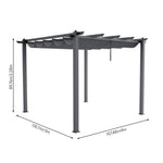 3m X 4m Aluminium Pergola With Retractable Roof & Pu-coated Polyester Canopy,outdoor Garden Gazebos Water-resistant