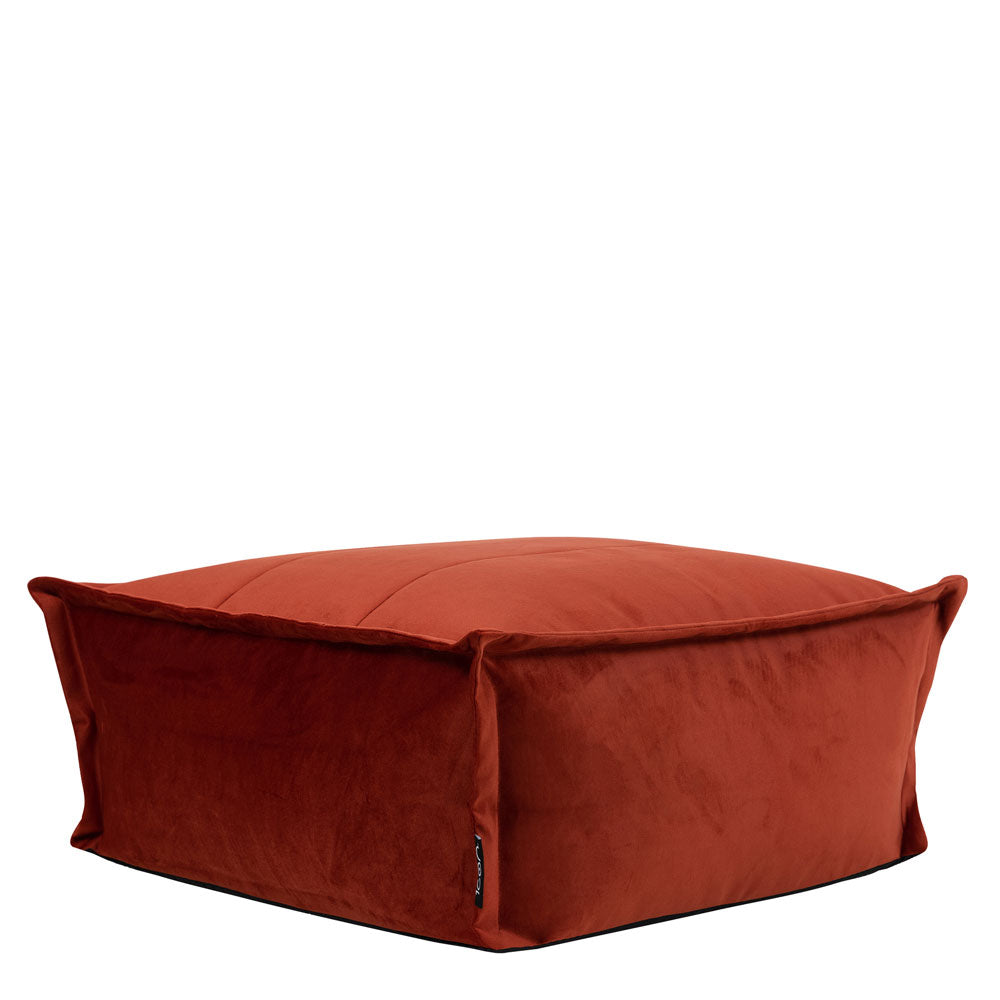 Vita Velvet Footstool Bean Bag Pouffe | Orange