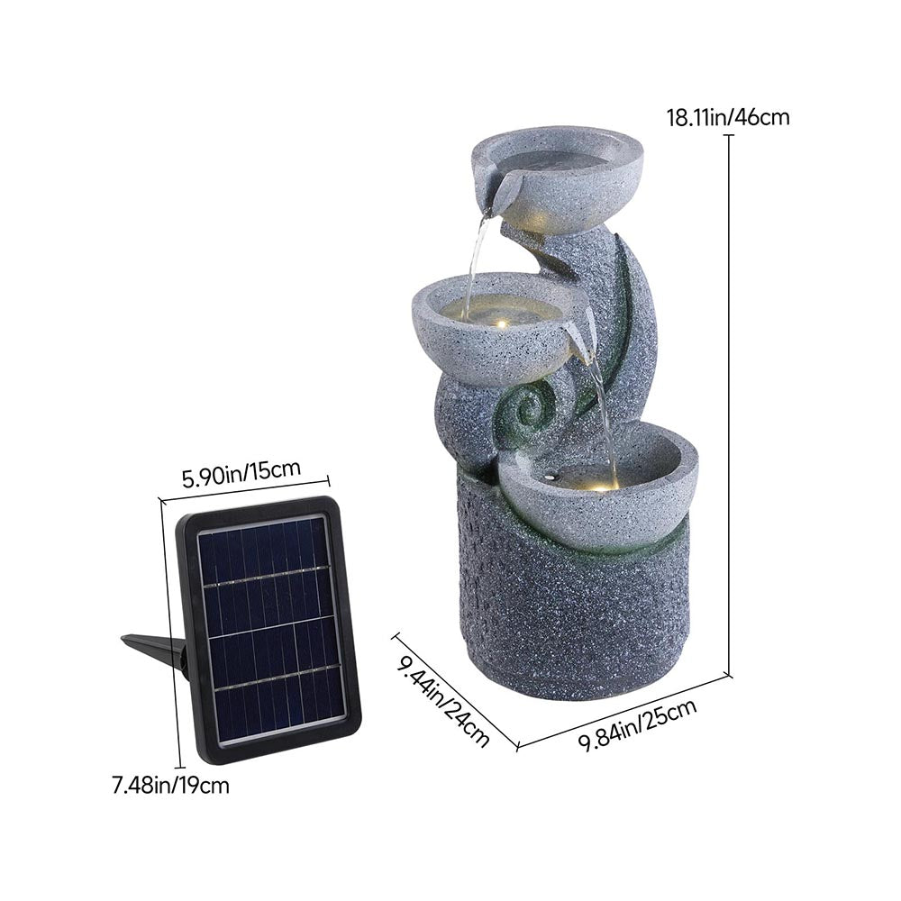 3-tier Outdoor Solar-powered Water Fountain Decor