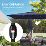 3 X 2 M Garden Parasol Umbrella With Light, Outdoor Patio Umbrella | Navy Blue