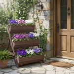 3-tier Wooden Planter Box With Drainage Holes | Brown