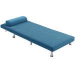 Single Sofa Bed Folding Chair Bed Metal Frame Padding Pillow | Blue