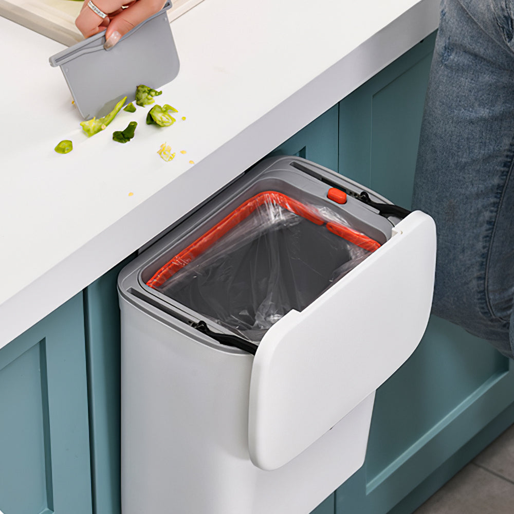 Kitchen Compost Bin Hanging Trash Can | White
