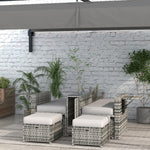 5-level Rattan Sun Lounger W/ Tea Table & Footstools