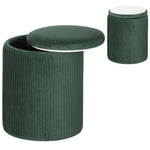 Round Storage Ottoman With Removable Top | Green