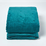Velvet Cotton Quilted Throw | 150cm x 200cm | Teal Green