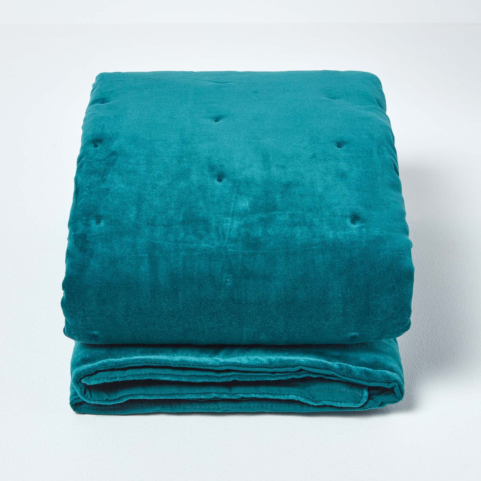 Velvet Cotton Quilted Throw | 125cm x 150cm | Teal Green
